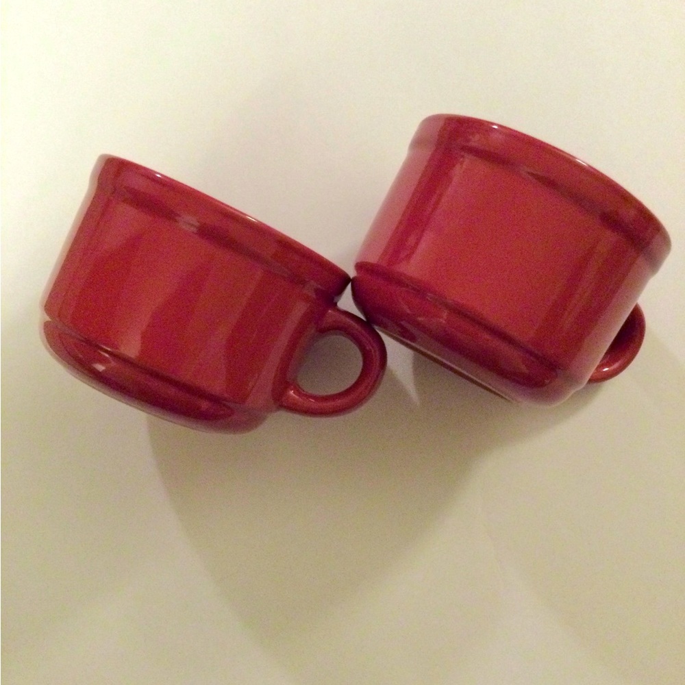 New 2 Piece Burgundy Soup / Chili Mugs  22oz